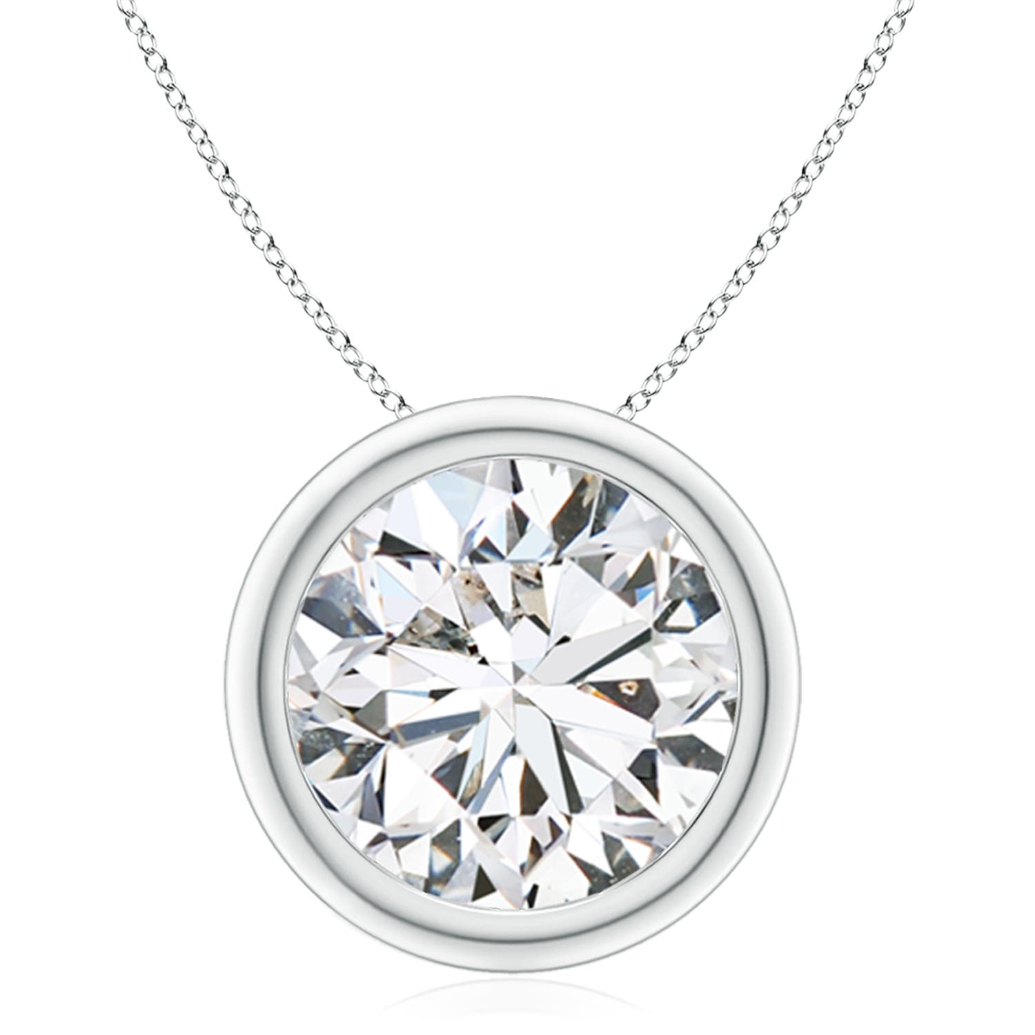 Angara 5.0 CTW Bezel-Set Round Diamond Solitaire Pendant in 14K White Gold