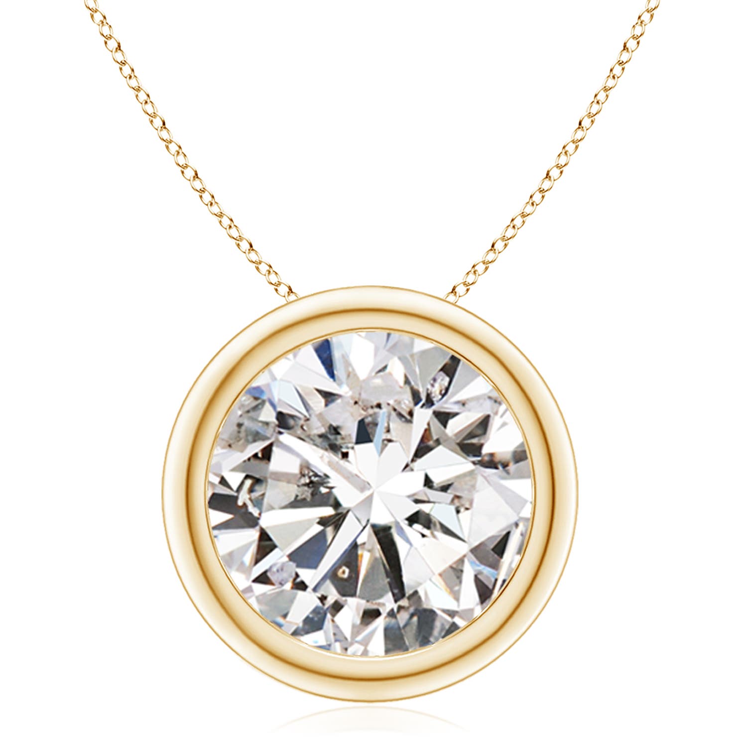 Angara 5.0 CTW Bezel-Set Round Diamond Solitaire Pendant in 18K Yellow Gold