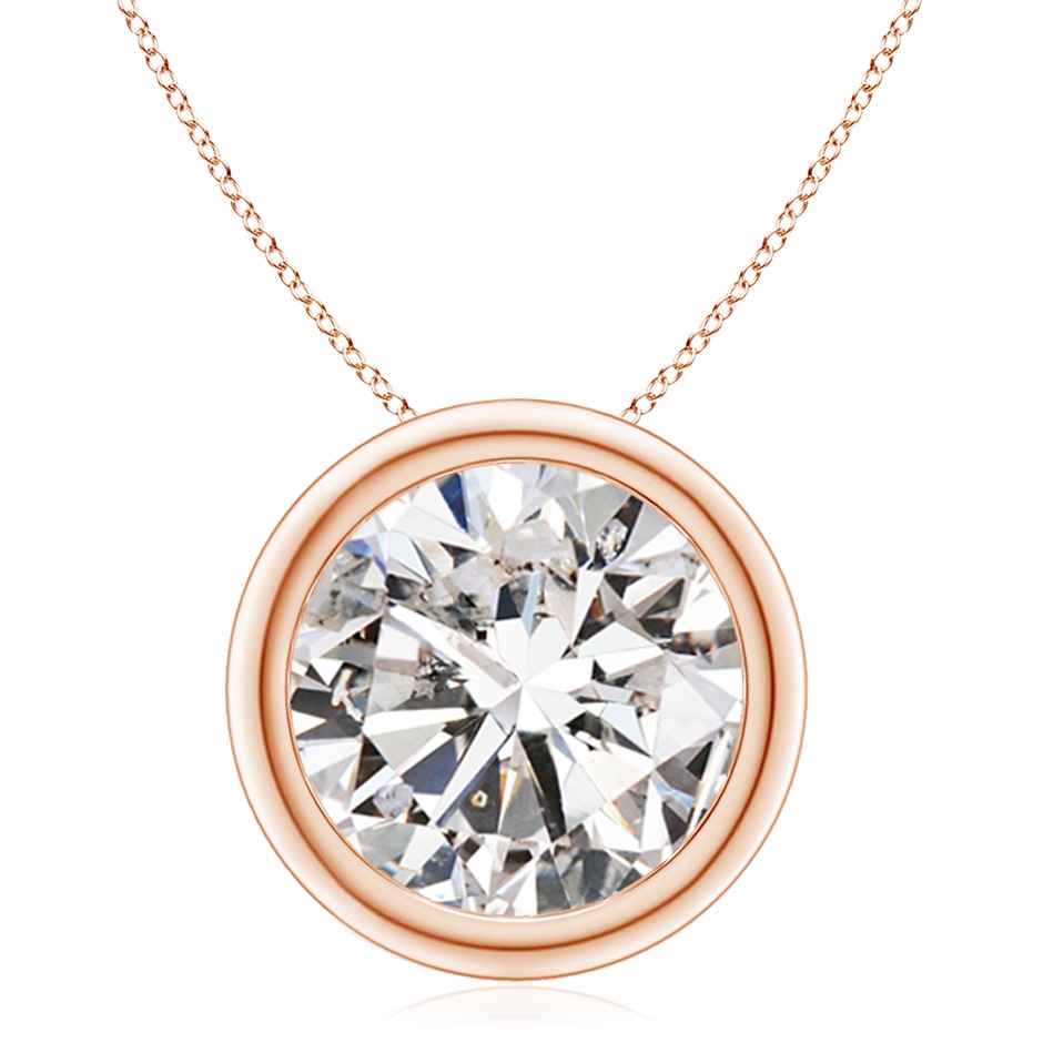 11.1mm IJI1I2 Bezel-Set Round Diamond Solitaire Pendant in Rose Gold 