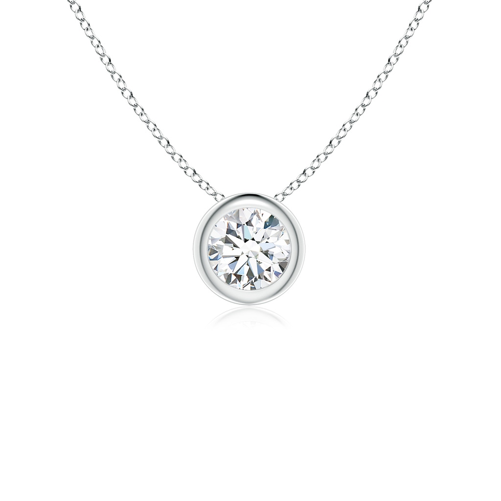 4.1mm GVS2 Bezel-Set Round Diamond Solitaire Pendant in 18K White Gold