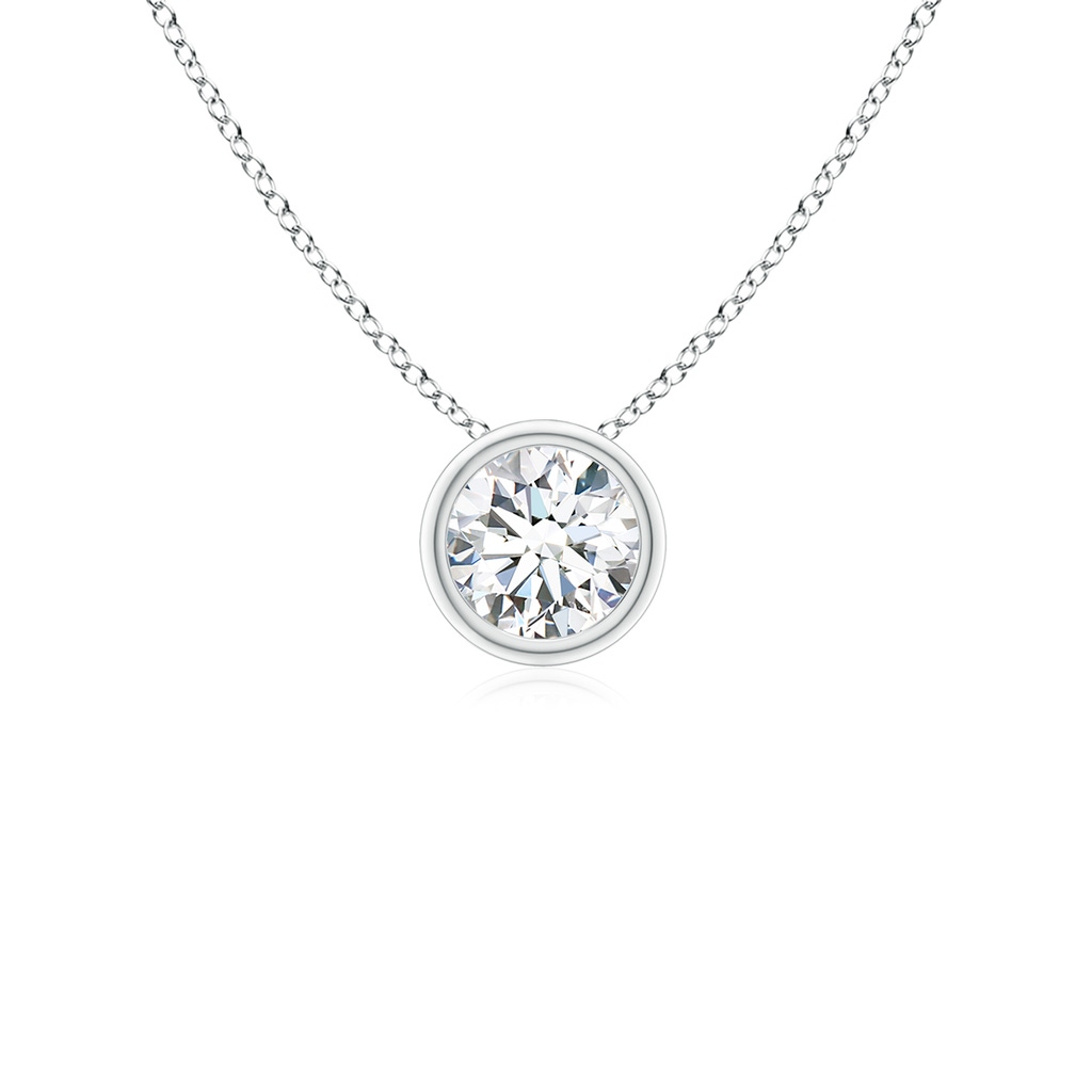 4.1mm GVS2 Bezel-Set Round Diamond Solitaire Pendant in White Gold