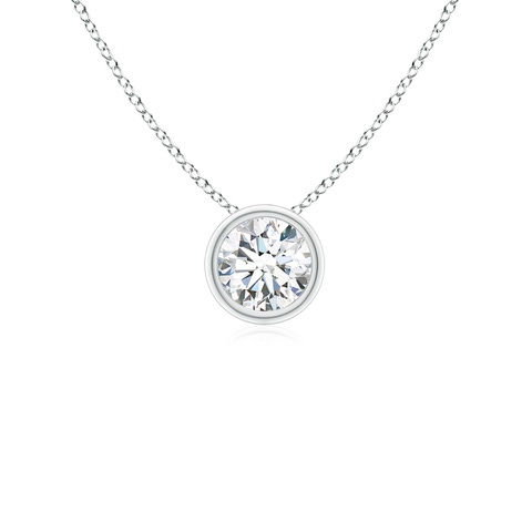 4.1mm GVS2 Bezel-Set Round Diamond Solitaire Pendant in White Gold