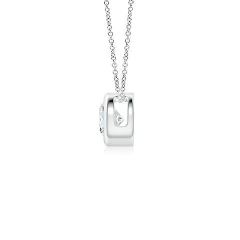 4.1mm GVS2 Bezel-Set Round Diamond Solitaire Pendant in White Gold