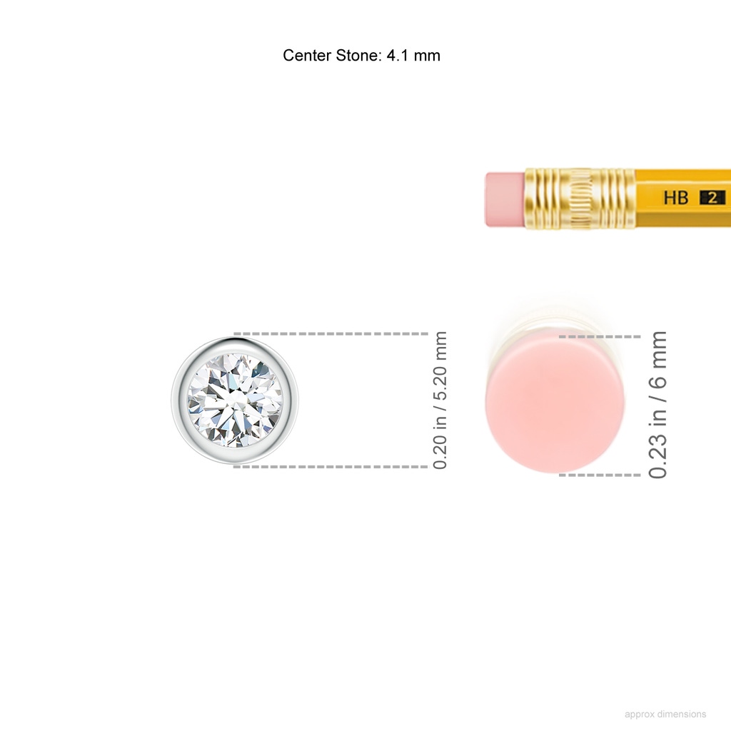 4.1mm GVS2 Bezel-Set Round Diamond Solitaire Pendant in White Gold ruler