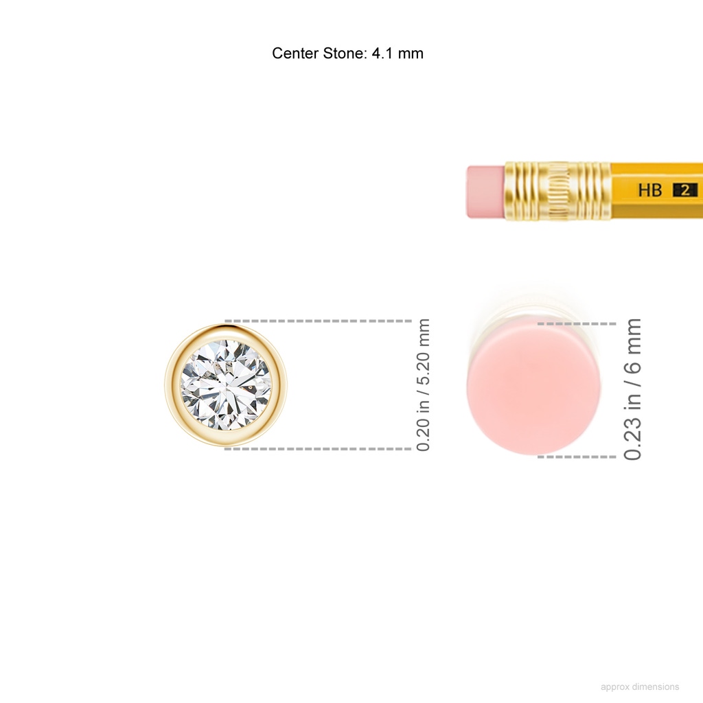 4.1mm HSI2 Bezel-Set Round Diamond Solitaire Pendant in 18K Yellow Gold ruler
