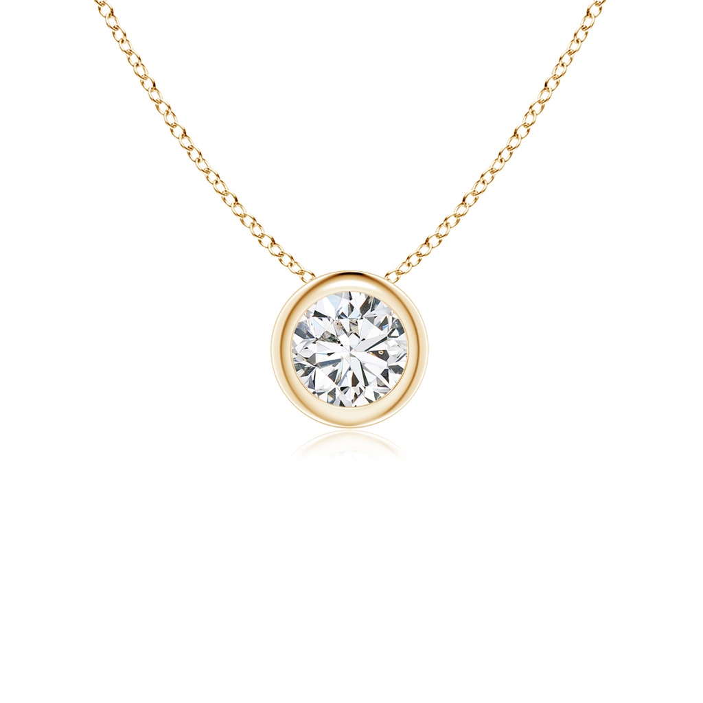 4.1mm HSI2 Bezel-Set Round Diamond Solitaire Pendant in Yellow Gold