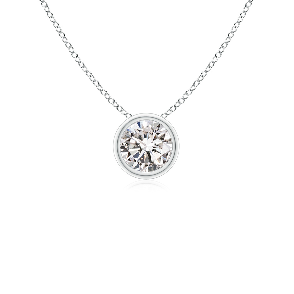 4.1mm IJI1I2 Bezel-Set Round Diamond Solitaire Pendant in White Gold 