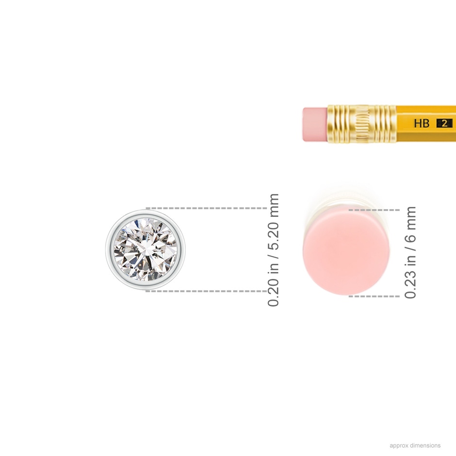 4.1mm IJI1I2 Bezel-Set Round Diamond Solitaire Pendant in White Gold ruler