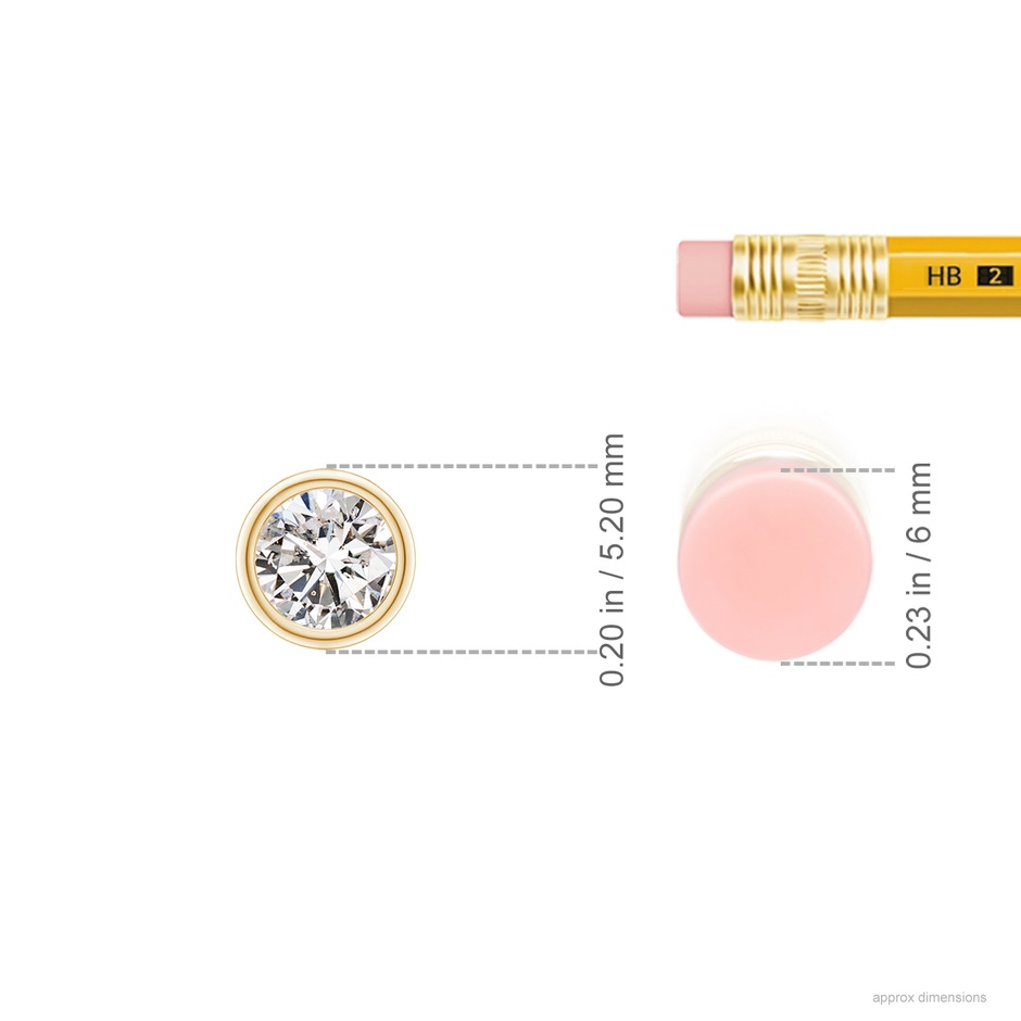 4.1mm IJI1I2 Bezel-Set Round Diamond Solitaire Pendant in Yellow Gold ruler