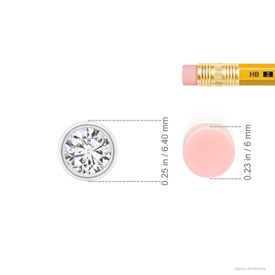 5.1mm HSI2 Bezel-Set Round Diamond Solitaire Pendant in P950 Platinum ruler