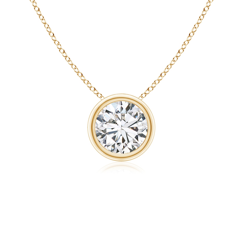 5.1mm HSI2 Bezel-Set Round Diamond Solitaire Pendant in Yellow Gold 