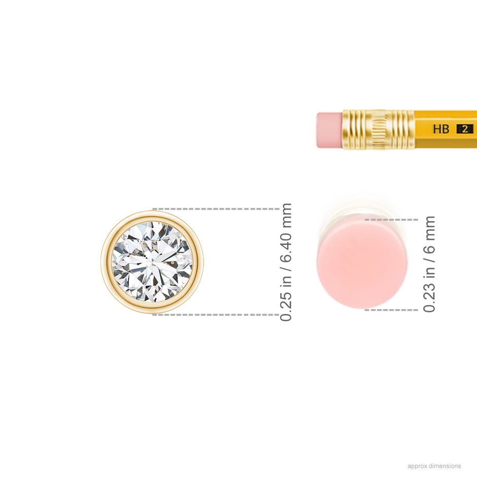 5.1mm HSI2 Bezel-Set Round Diamond Solitaire Pendant in Yellow Gold ruler