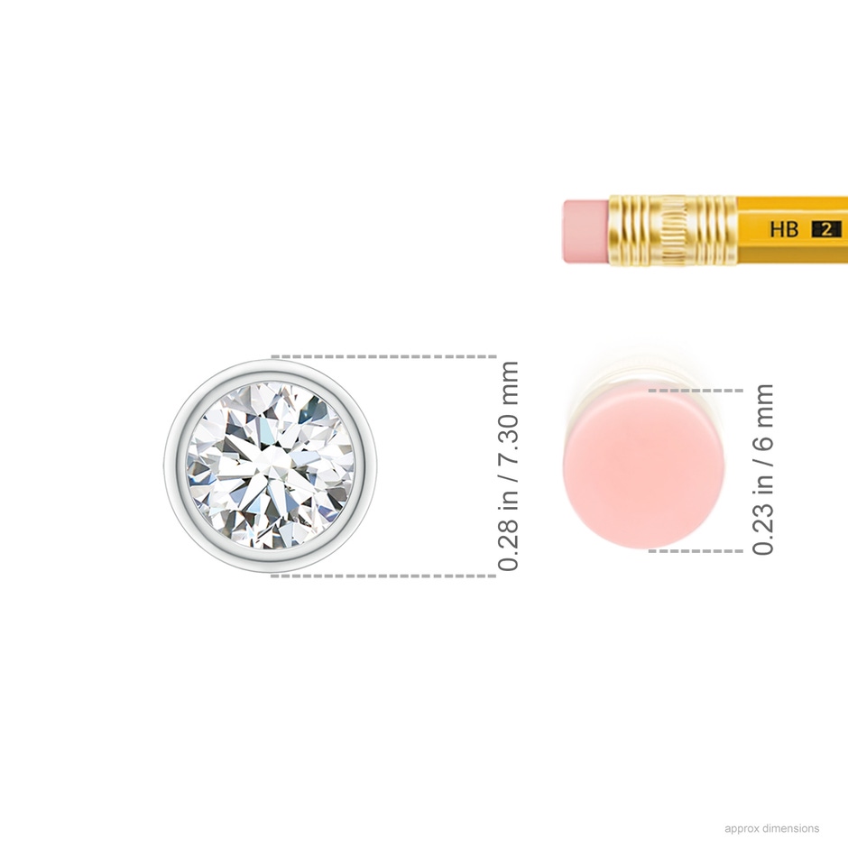 5.9mm GVS2 Bezel-Set Round Diamond Solitaire Pendant in P950 Platinum ruler
