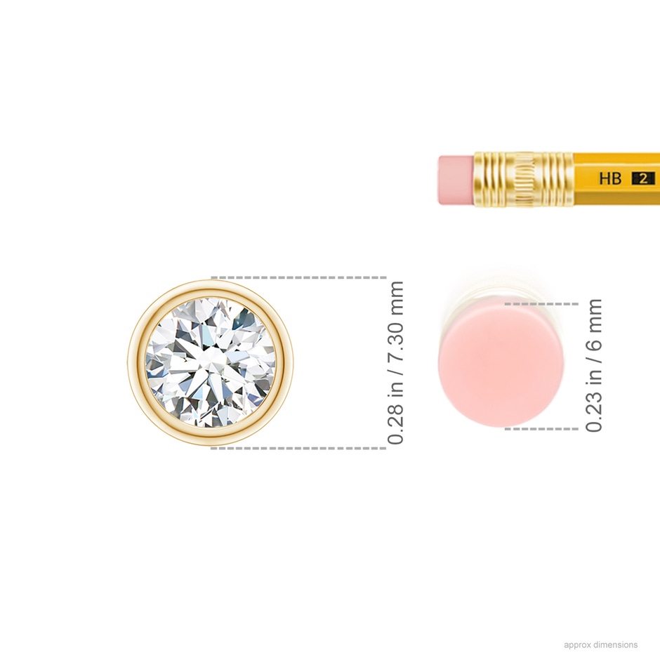 5.9mm GVS2 Bezel-Set Round Diamond Solitaire Pendant in Yellow Gold ruler