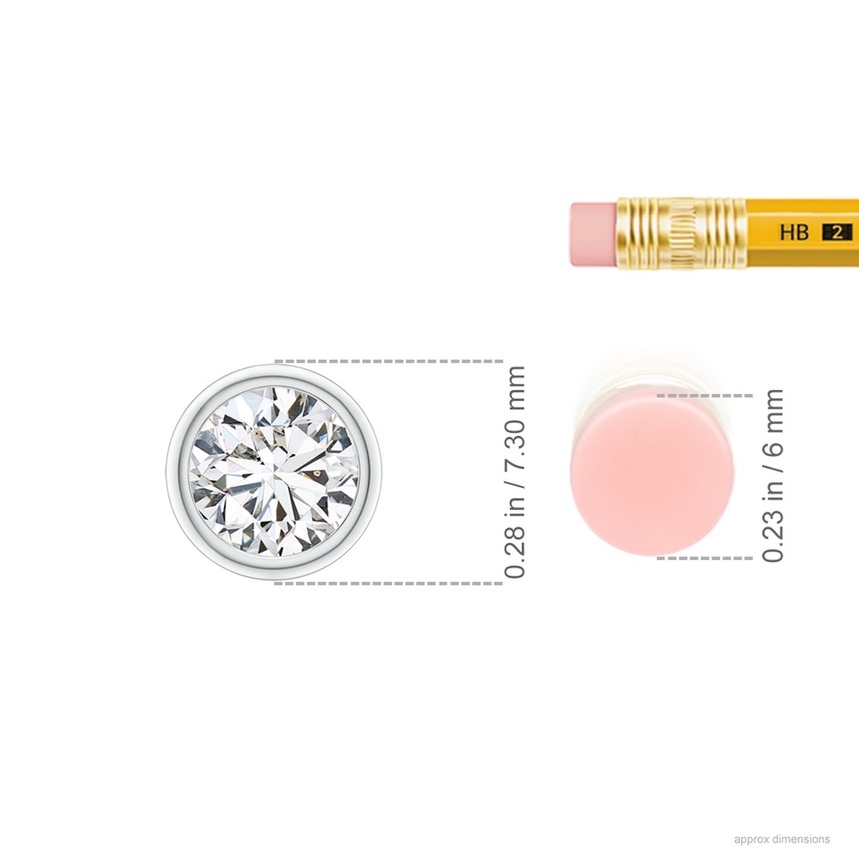 5.9mm HSI2 Bezel-Set Round Diamond Solitaire Pendant in White Gold ruler