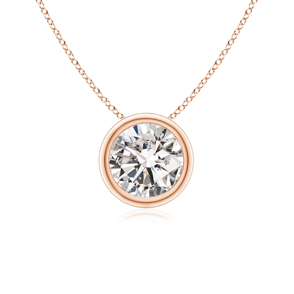 5.9mm IJI1I2 Bezel-Set Round Diamond Solitaire Pendant in Rose Gold 