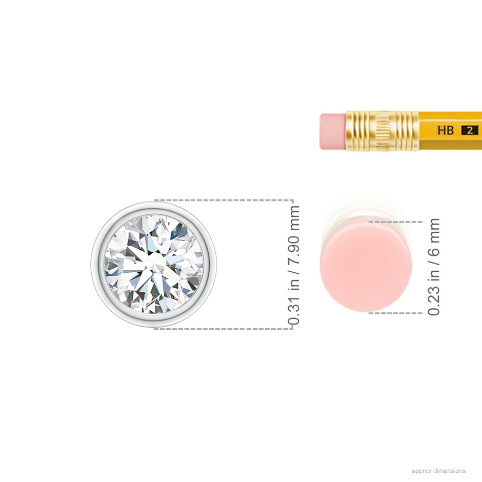 6.4mm GVS2 Bezel-Set Round Diamond Solitaire Pendant in P950 Platinum ruler