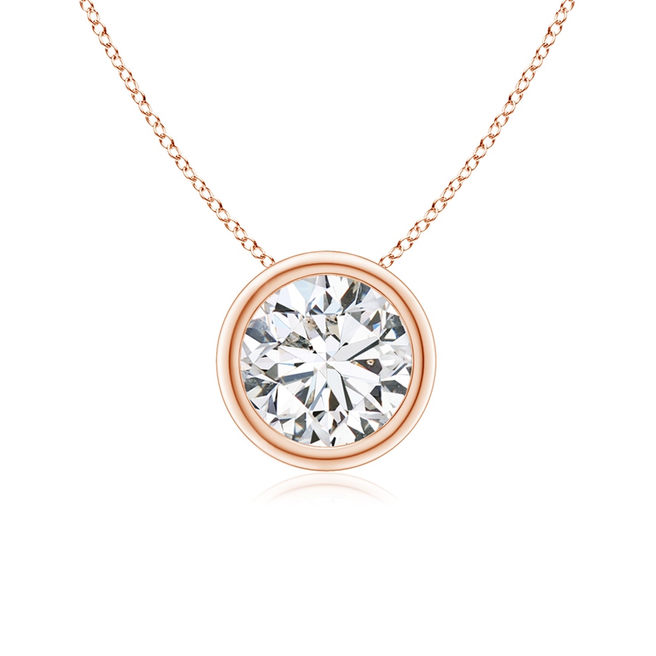 6.4mm HSI2 Bezel-Set Round Diamond Solitaire Pendant in Rose Gold 