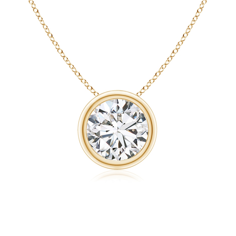6.4mm HSI2 Bezel-Set Round Diamond Solitaire Pendant in Yellow Gold 
