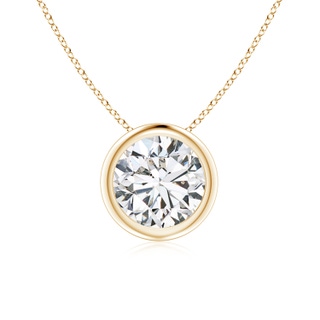 7mm HSI2 Bezel-Set Round Diamond Solitaire Pendant in 9K Yellow Gold