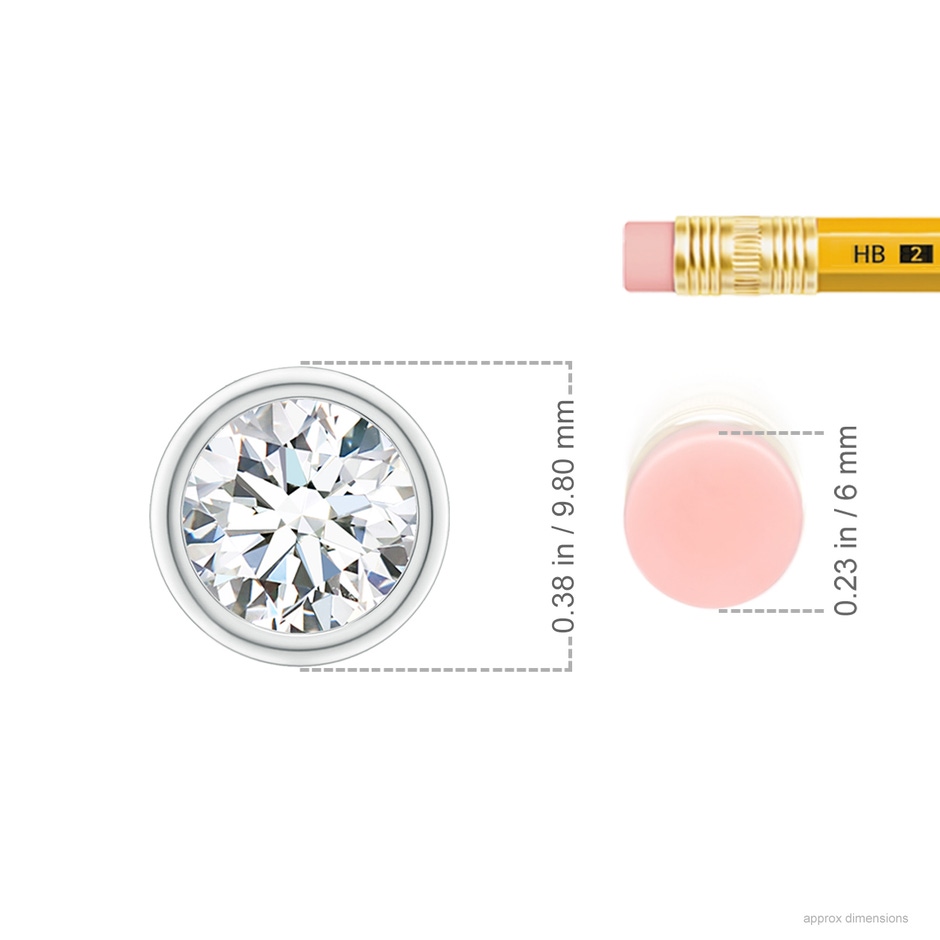 8.1mm GVS2 Bezel-Set Round Diamond Solitaire Pendant in P950 Platinum ruler