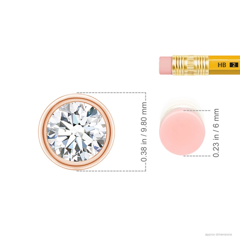 8.1mm GVS2 Bezel-Set Round Diamond Solitaire Pendant in Rose Gold ruler