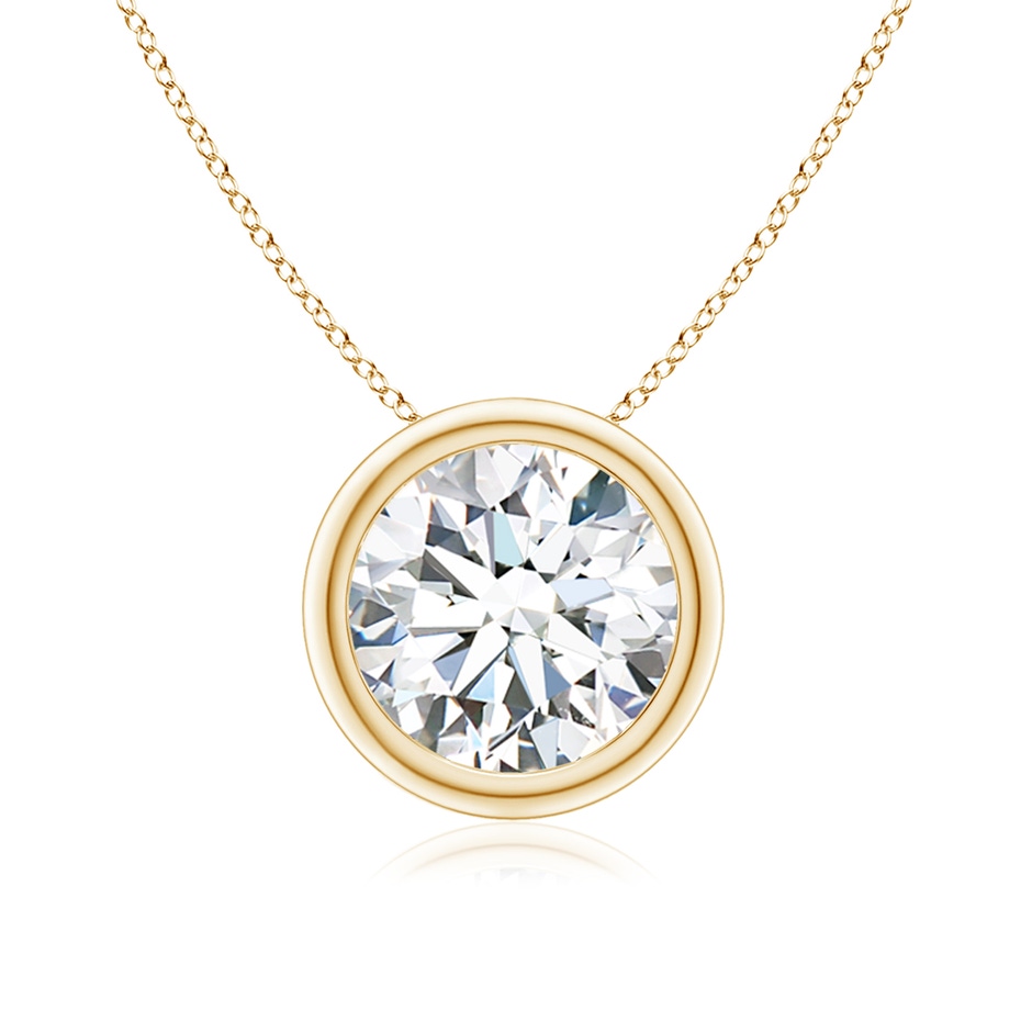 8.1mm GVS2 Bezel-Set Round Diamond Solitaire Pendant in Yellow Gold 