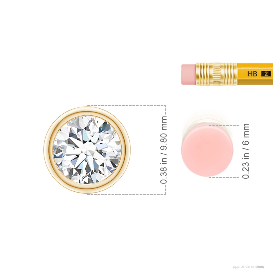 8.1mm GVS2 Bezel-Set Round Diamond Solitaire Pendant in Yellow Gold ruler