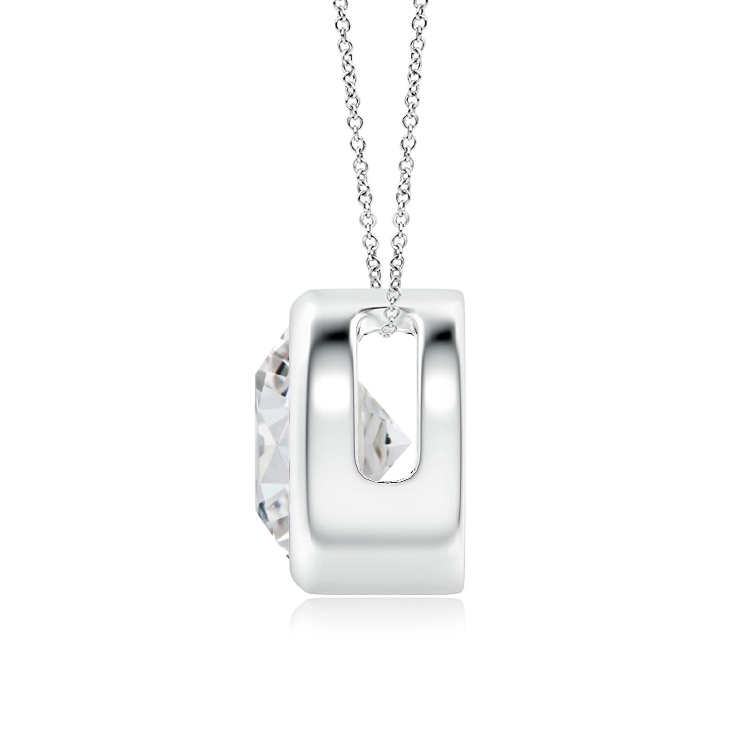 8.1mm HSI2 Bezel-Set Round Diamond Solitaire Pendant in 18K White Gold