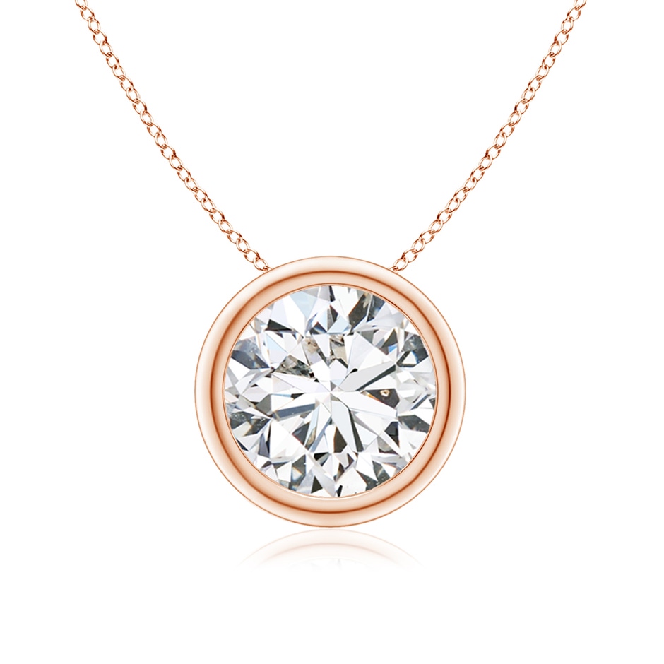 8.1mm HSI2 Bezel-Set Round Diamond Solitaire Pendant in 9K Rose Gold 