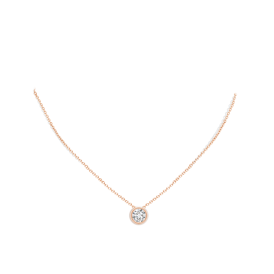 8.1mm HSI2 Bezel-Set Round Diamond Solitaire Pendant in 9K Rose Gold pen
