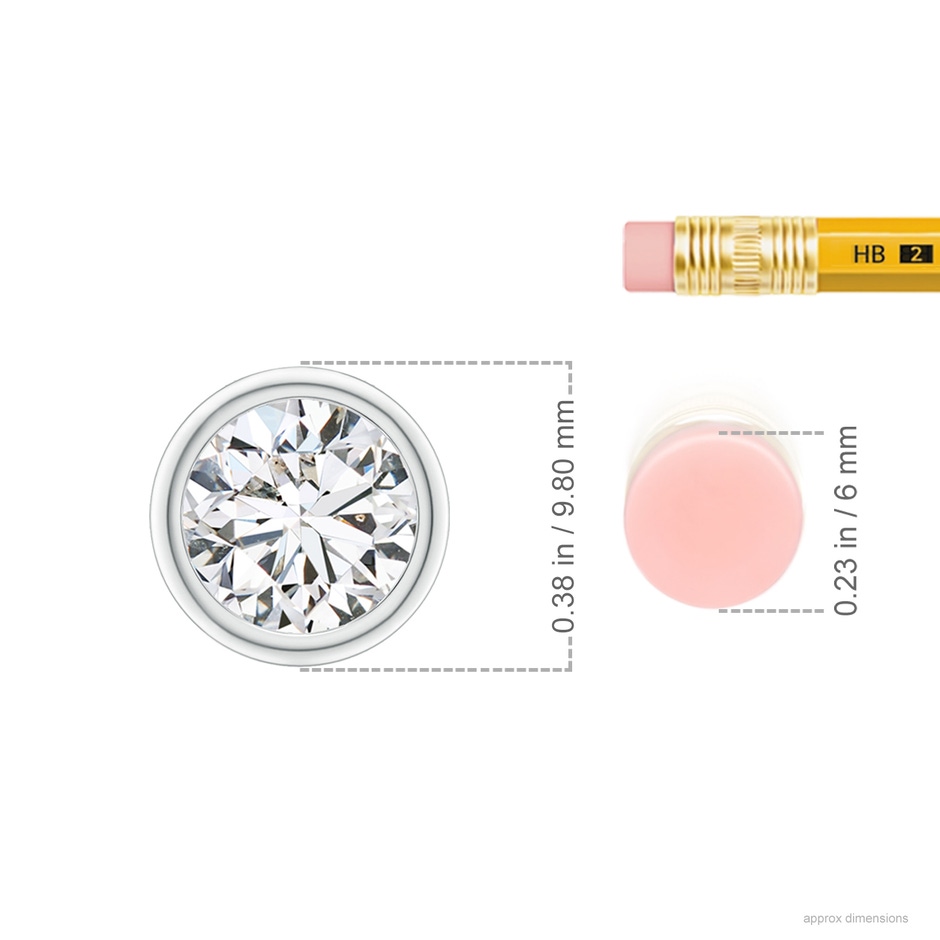 8.1mm HSI2 Bezel-Set Round Diamond Solitaire Pendant in P950 Platinum ruler