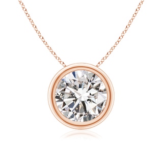 8.1mm IJI1I2 Bezel-Set Round Diamond Solitaire Pendant in Rose Gold