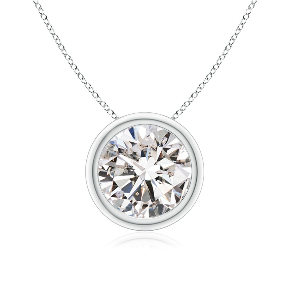 8.1mm IJI1I2 Bezel-Set Round Diamond Solitaire Pendant in White Gold 