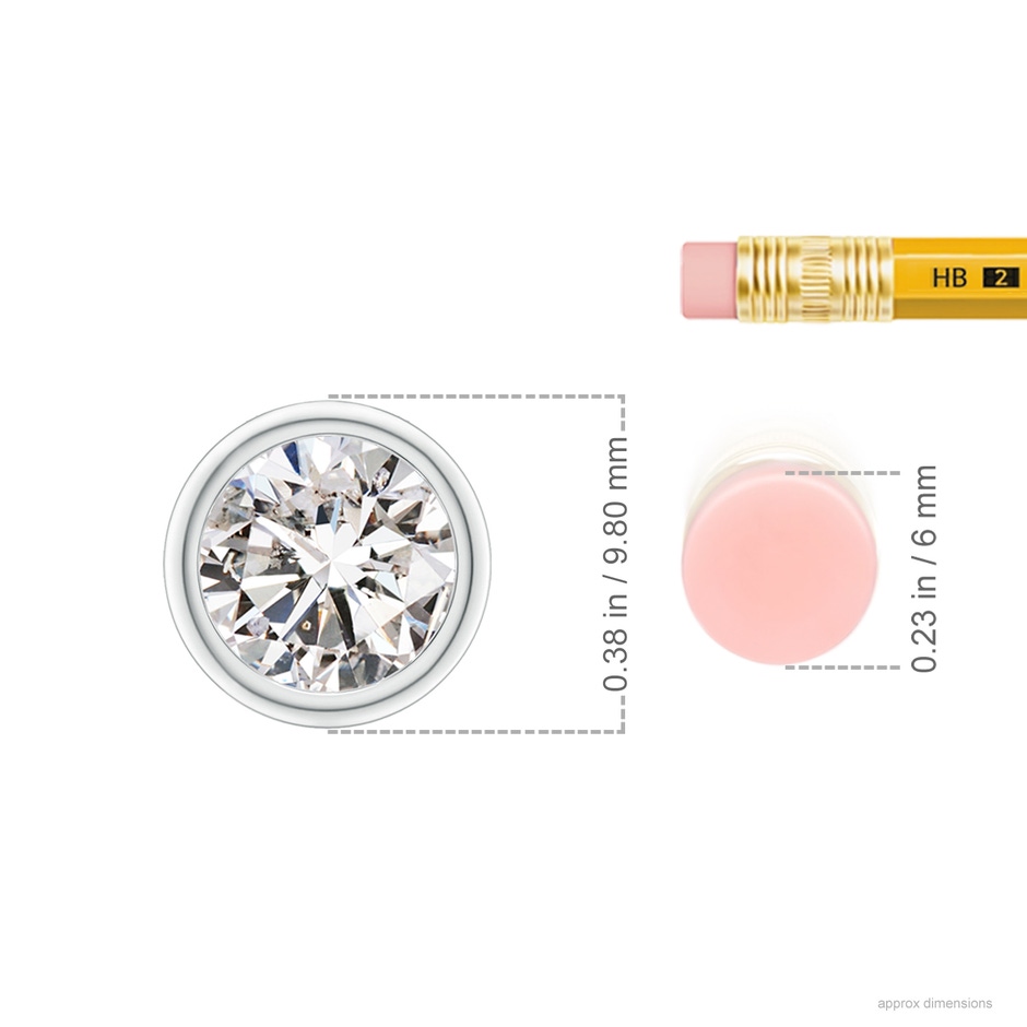 8.1mm IJI1I2 Bezel-Set Round Diamond Solitaire Pendant in White Gold ruler