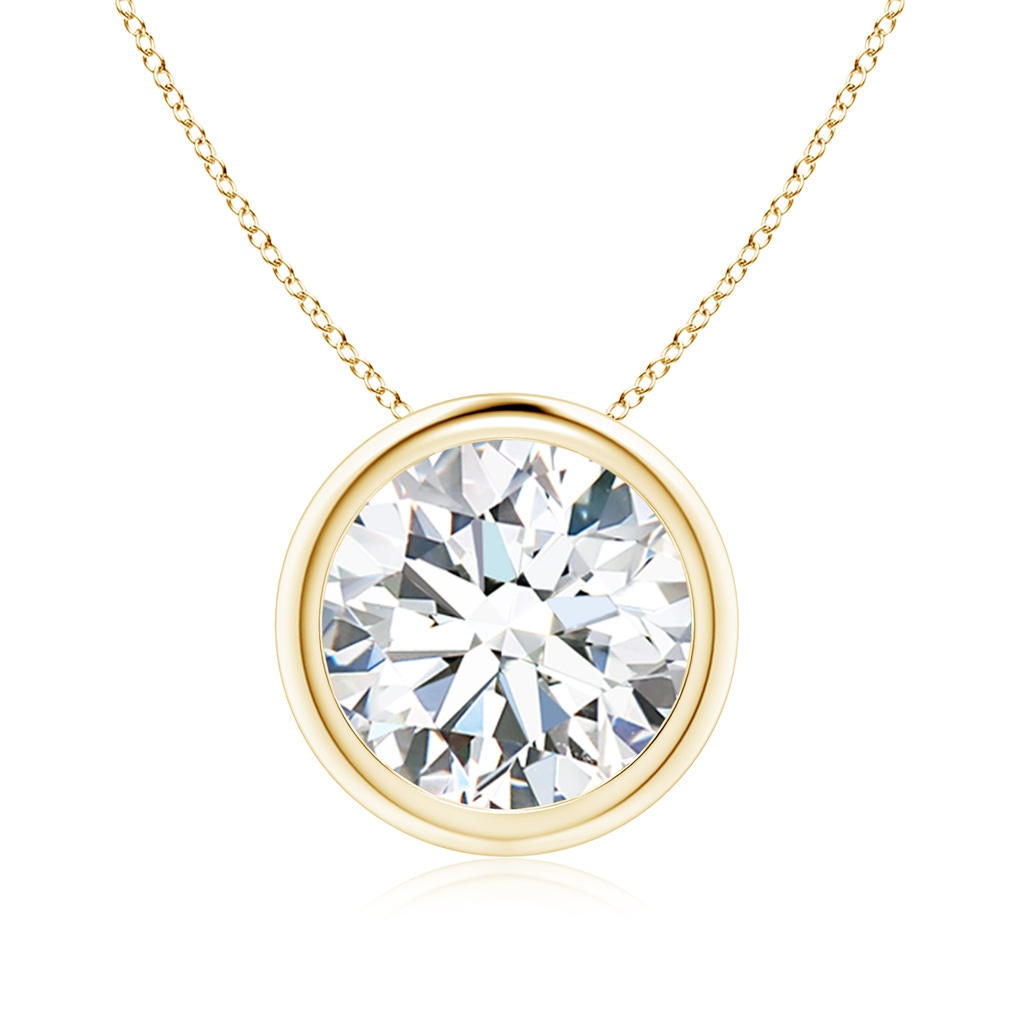 9.2mm GVS2 Bezel-Set Round Diamond Solitaire Pendant in 18K Yellow Gold