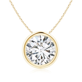 9.2mm HSI2 Bezel-Set Round Diamond Solitaire Pendant in 18K Yellow Gold