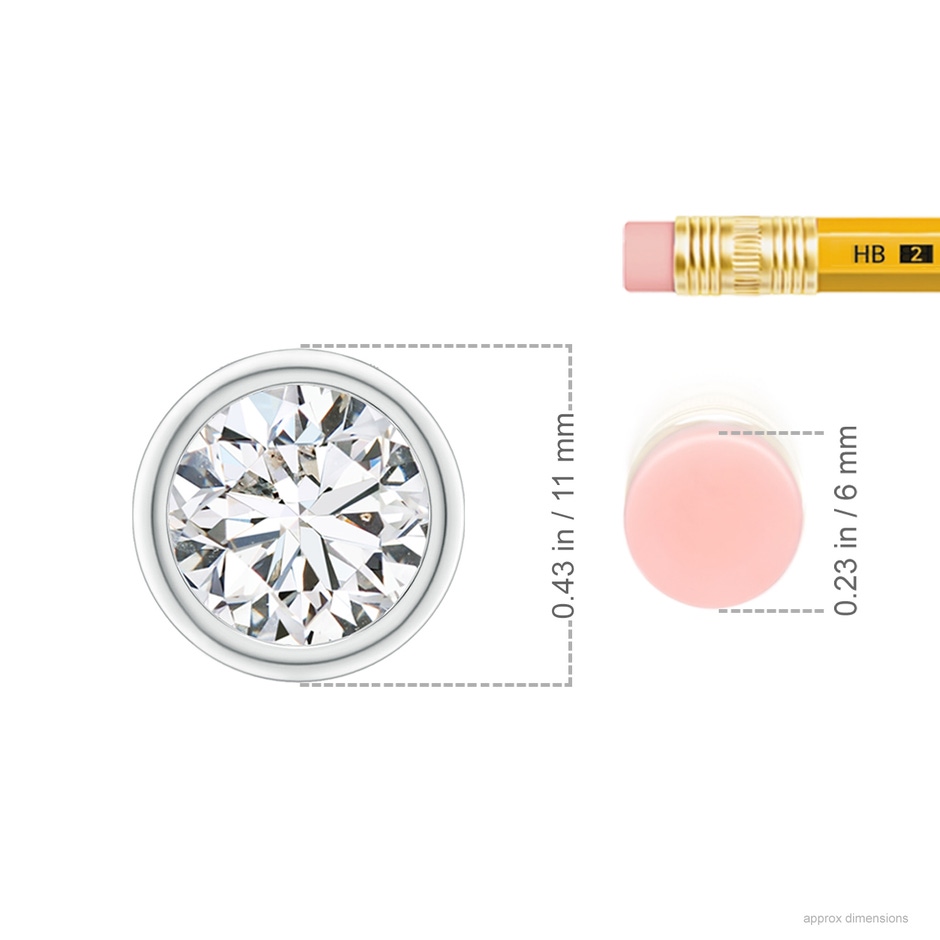 9.2mm HSI2 Bezel-Set Round Diamond Solitaire Pendant in P950 Platinum ruler
