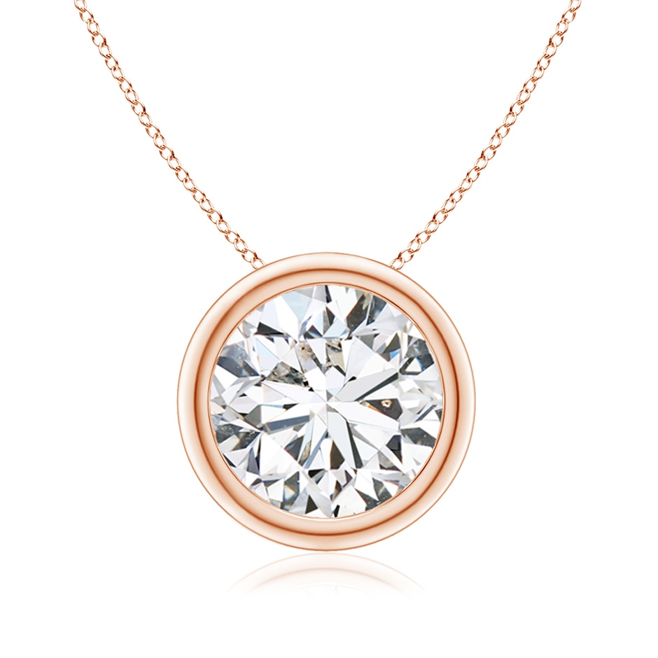 9.2mm HSI2 Bezel-Set Round Diamond Solitaire Pendant in Rose Gold 