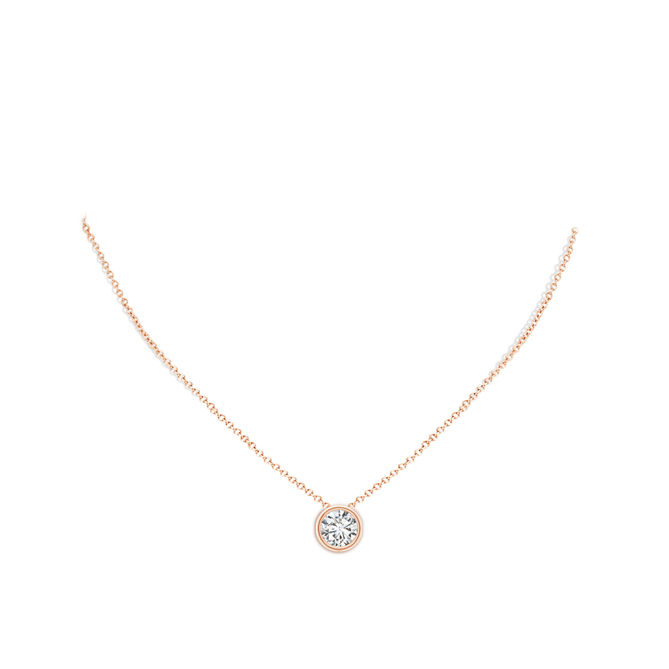 9.2mm HSI2 Bezel-Set Round Diamond Solitaire Pendant in Rose Gold pen