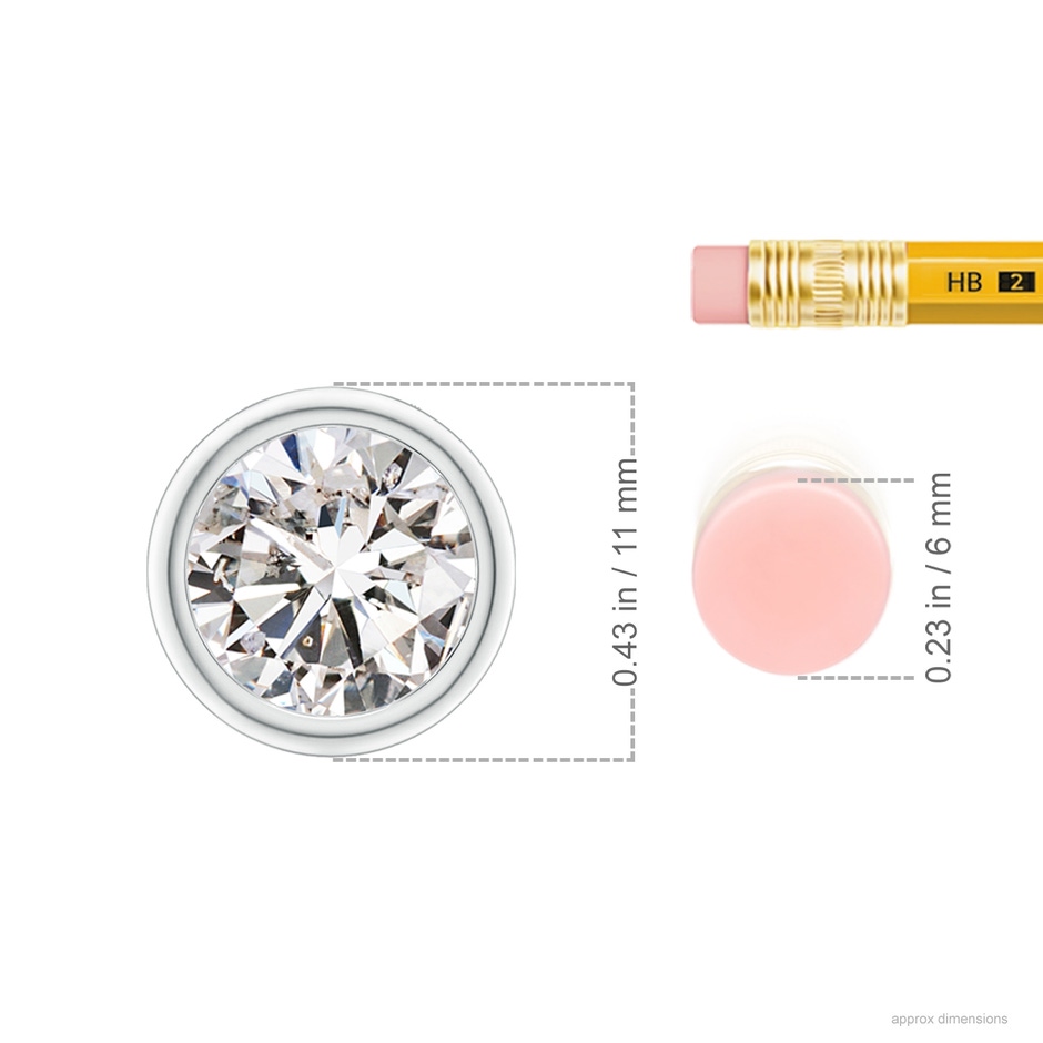 9.2mm IJI1I2 Bezel-Set Round Diamond Solitaire Pendant in P950 Platinum ruler