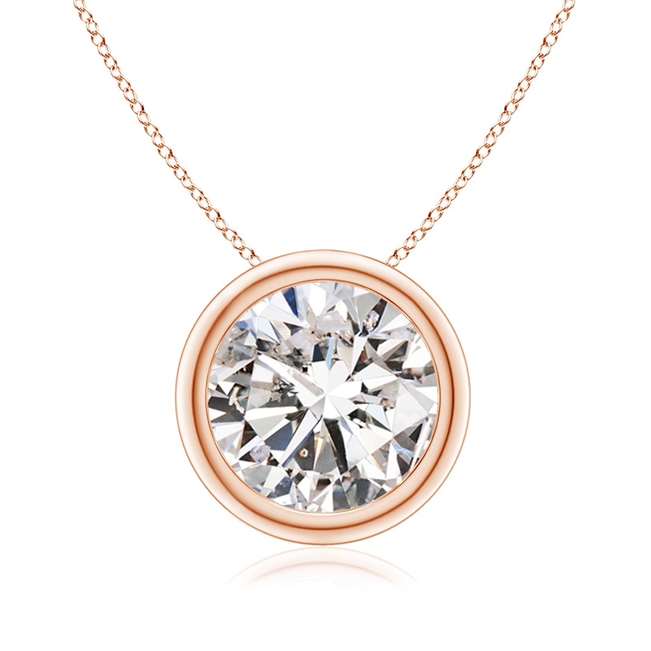 9.2mm IJI1I2 Bezel-Set Round Diamond Solitaire Pendant in Rose Gold 