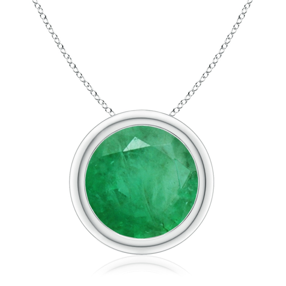 10mm A Bezel-Set Round Emerald Solitaire Pendant in P950 Platinum 