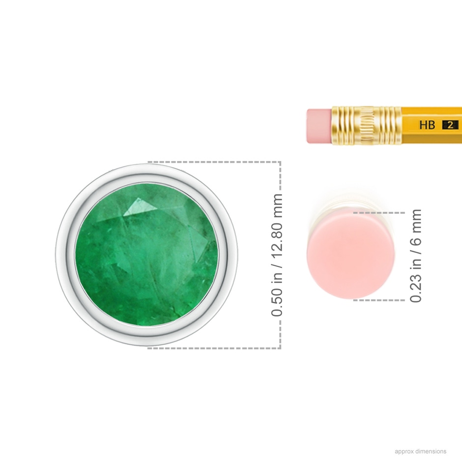 10mm A Bezel-Set Round Emerald Solitaire Pendant in P950 Platinum ruler