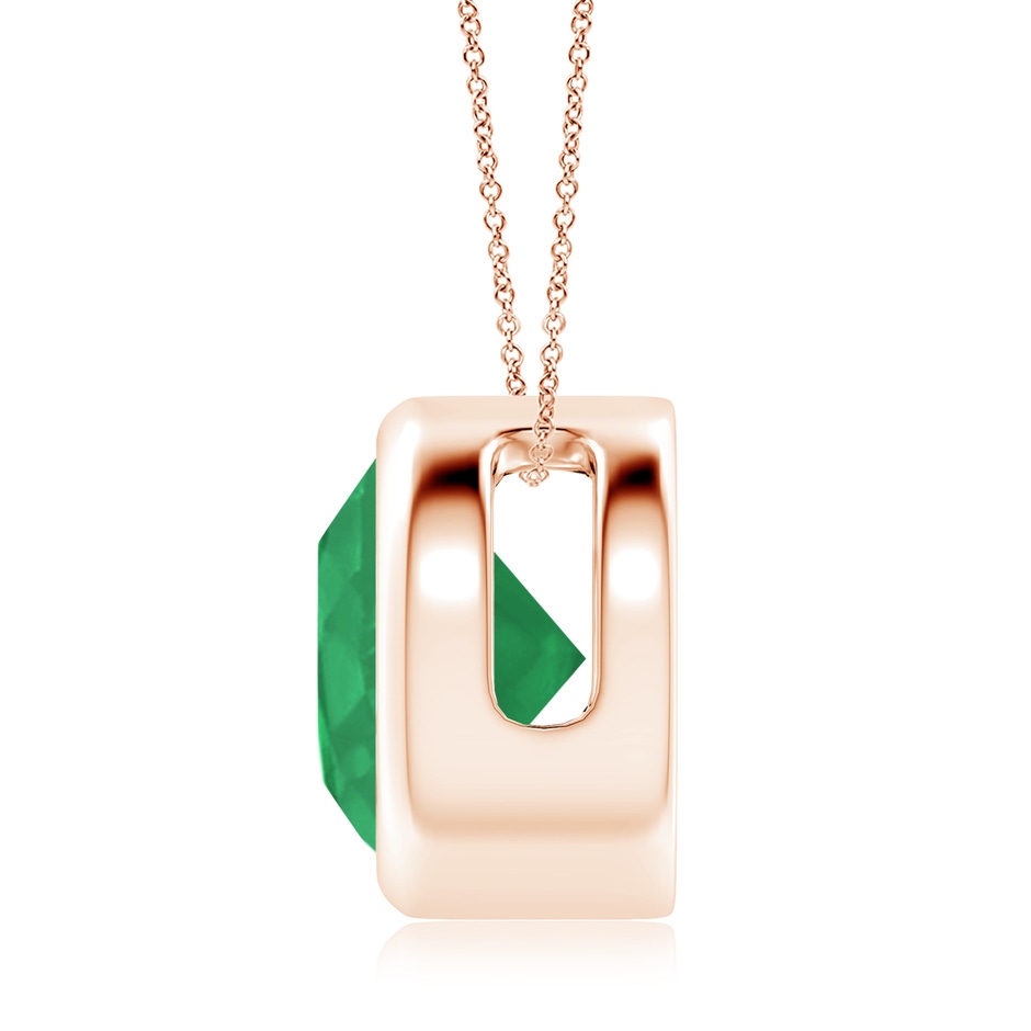 10mm A Bezel-Set Round Emerald Solitaire Pendant in Rose Gold side 199