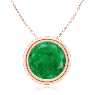 10mm AA Bezel-Set Round Emerald Solitaire Pendant in 10K Rose Gold