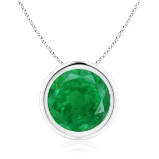 10mm AA Bezel-Set Round Emerald Solitaire Pendant in P950 Platinum