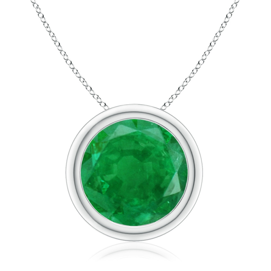 10mm AA Bezel-Set Round Emerald Solitaire Pendant in P950 Platinum 