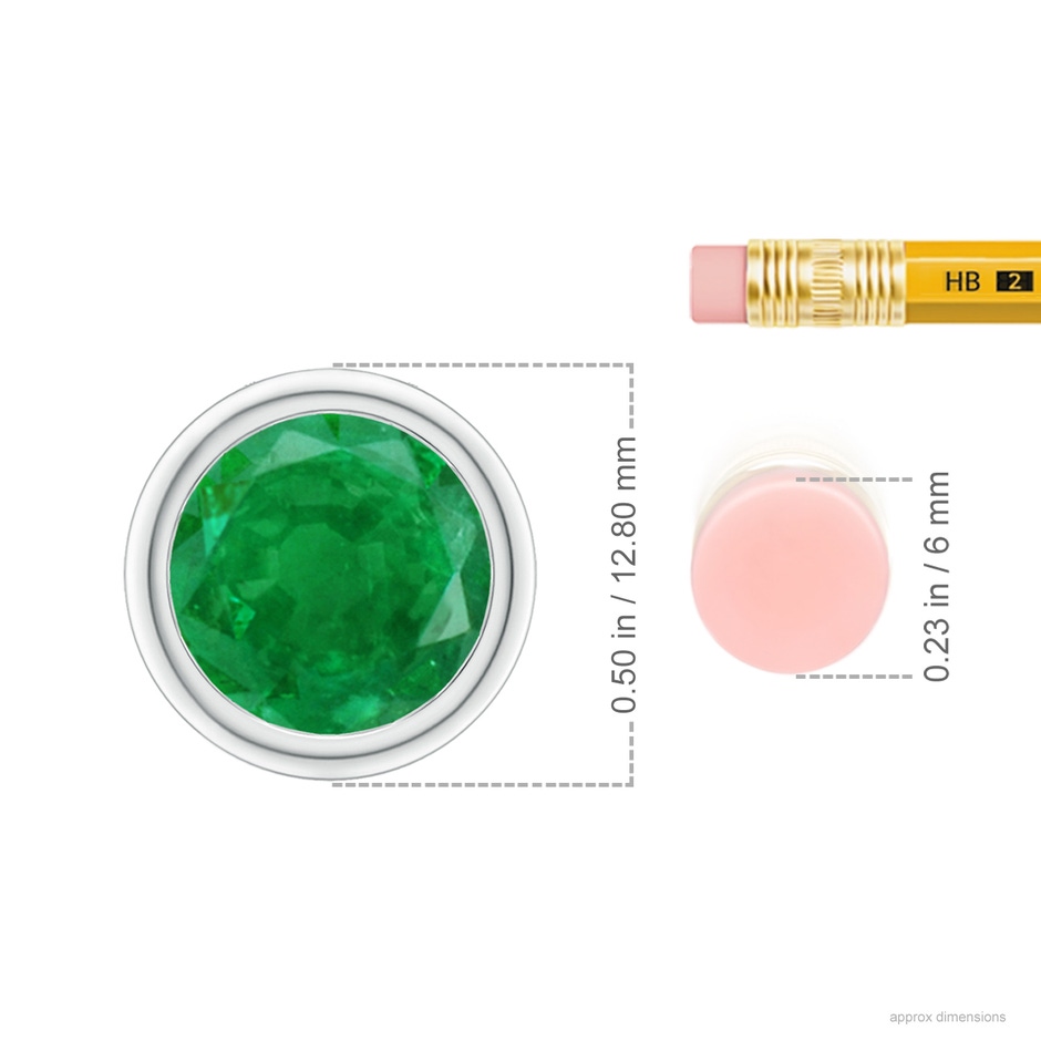 10mm AA Bezel-Set Round Emerald Solitaire Pendant in P950 Platinum ruler