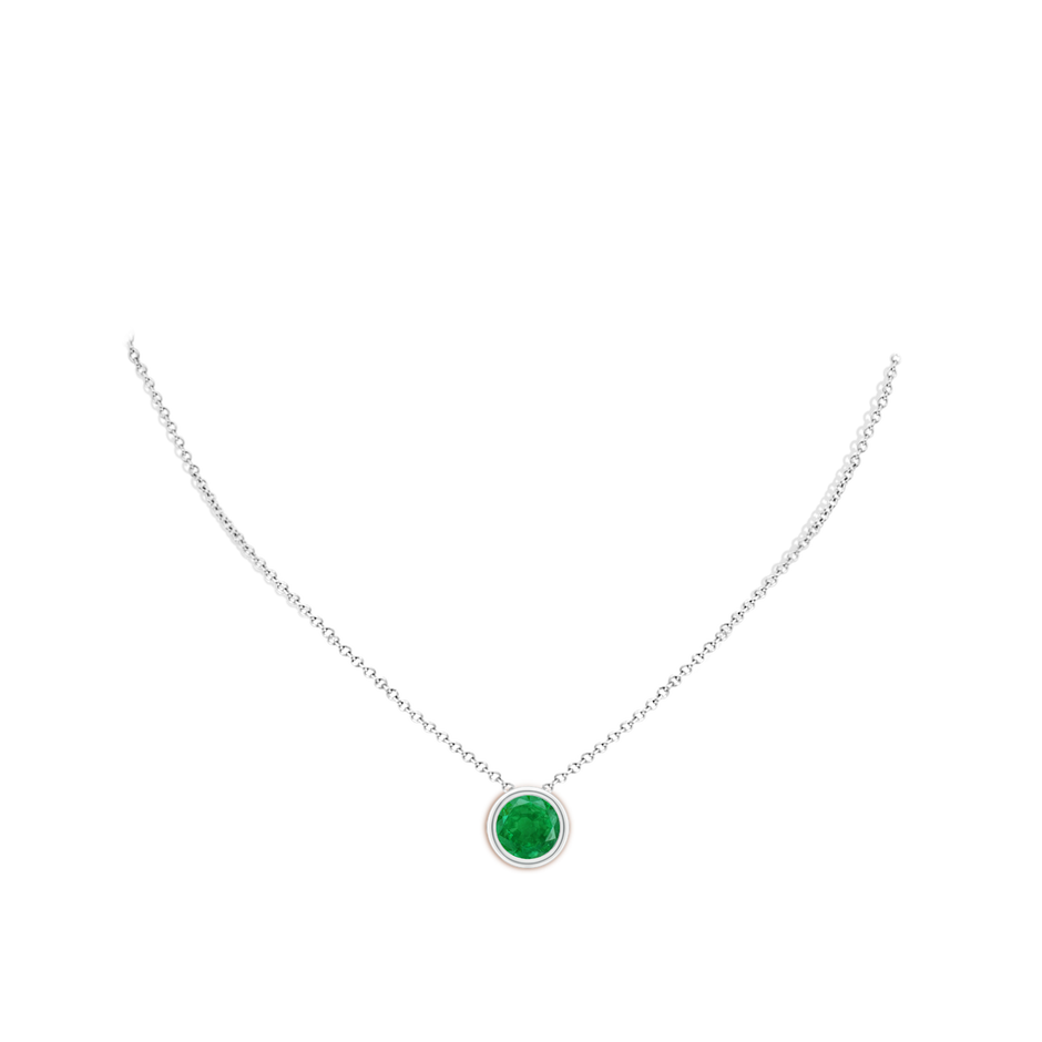 10mm AA Bezel-Set Round Emerald Solitaire Pendant in P950 Platinum pen